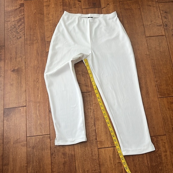 Anthropology Lynn LR Ritchie ribbed Stretch High Rise Cropped White Pants Size L - Picture 5 of 12